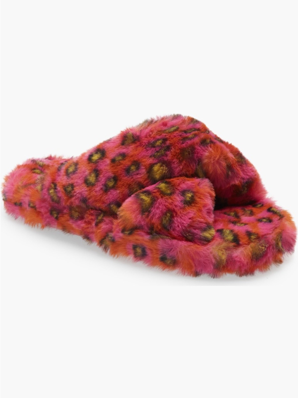 Ted Baker London Pink Leopard Print Faux Fur Fuzzy Slippers, Size 7